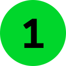 Illustration of black number 1 with rounded edges, green background in list format.